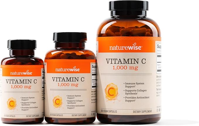 NatureWise Vitamin C 1000mg Capsules - Extra Strength Dietary Supplement for Daily Immune Support & Collagen Synthesis - Vegan, Non-GMO, Gluten Free - 120 Count[4-Month Supply]