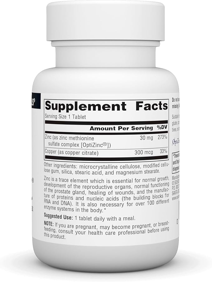 Source Naturals OptiZinc Zinc Methionine Sulfate Complex & Dietary Supplement* - 120 Tablets
