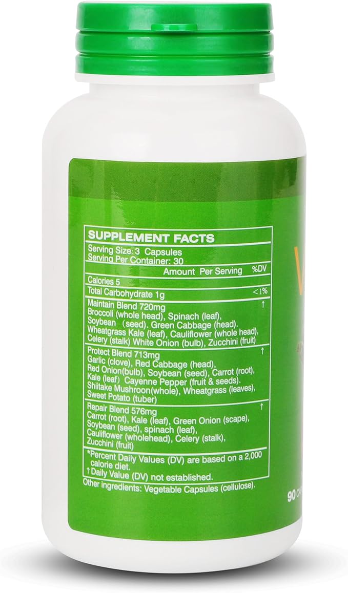 Veggie Supplement Premium Ingredients Natural – 90 Total Vegetarian Capsules | Balance of Natural 18 Whole Veggie Blend | Fresh Superfood Formula with Vitamins and Minerals