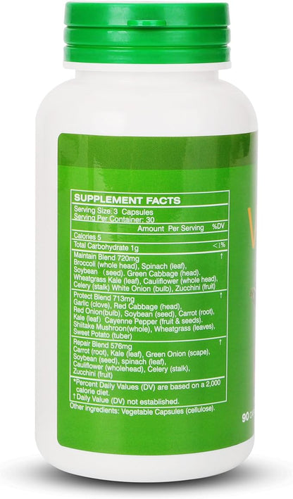 Veggie Supplement Premium Ingredients Natural – 90 Total Vegetarian Capsules | Balance of Natural 18 Whole Veggie Blend | Fresh Superfood Formula with Vitamins and Minerals
