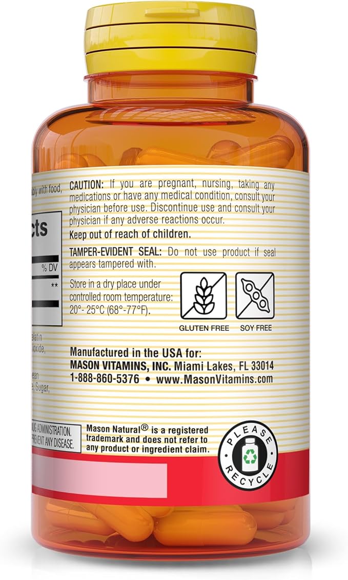 MASON NATURAL Alpha Lipoic Acid 200 mg - Supports Energy Production, Antioxidant Support Supplement, 60 Capsules