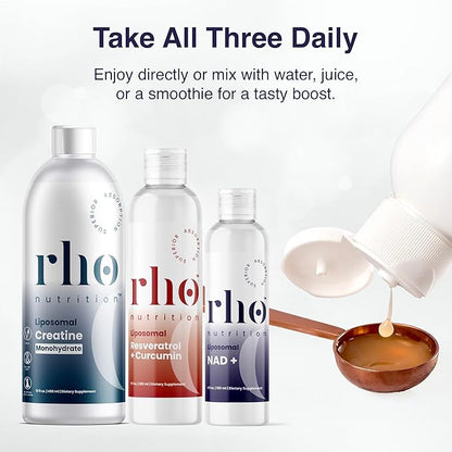 Elite Performance Bundle – High Absorption Liposomal Supplements for Energy, Recovery, and Strength - NAD+, Curcumin + Resveratrol, & Creatine (3 Pack)