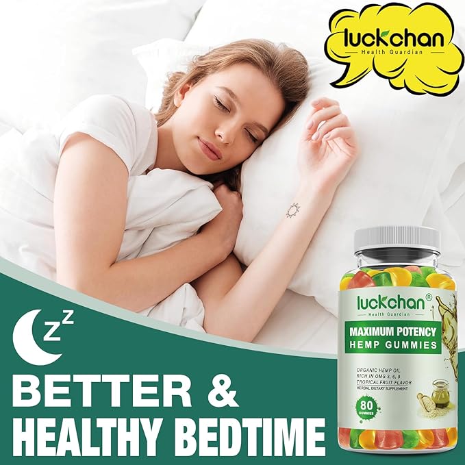 Hemp Gummies for Sleep, Pain, Aanxiety and Stress - High Potency 100% Natural Hemp Oil Infused Gummies - Hemp Gummy Supplement for Adults (2 Packs)