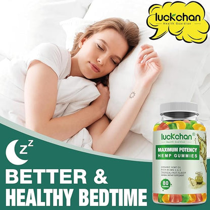 Hemp Gummies for Sleep, Pain, Aanxiety and Stress - High Potency 100% Natural Hemp Oil Infused Gummies - Hemp Gummy Supplement for Adults (2 Packs)