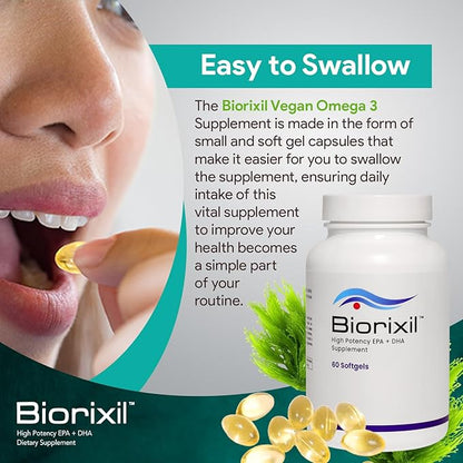 Vegan Omega 3 Supplement High Potency EPA DHA Omega 3 Supplement from Algae Oil Easy to Swallow Small Soft Gel Capsules.