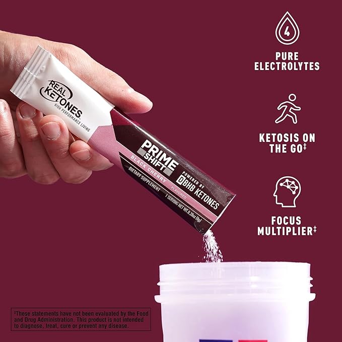 Real Ketones Intermittent Fasting Drink Mix Bundle for Weight Loss Support Black Cherry Shift Electrolytes & Intermittent Fasting Electrolytes for Men with BHB Exogenous Ketones (30 Count Each)