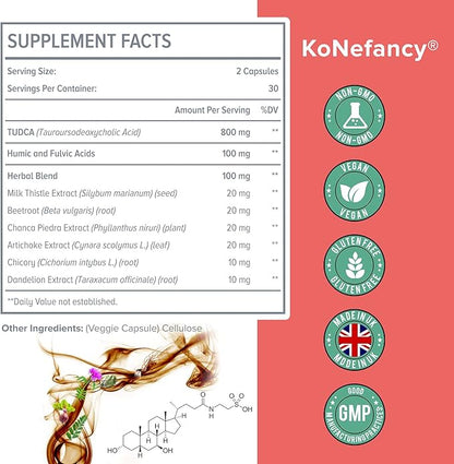 TUDCA Liver Supplements 1000 mg-Bile Salts for Liver Cleanse Detox-Milk Thistle Herbal Blend with Fulvic and Humic Acid for Liver,Digestive Health,60 Vegan Capsules