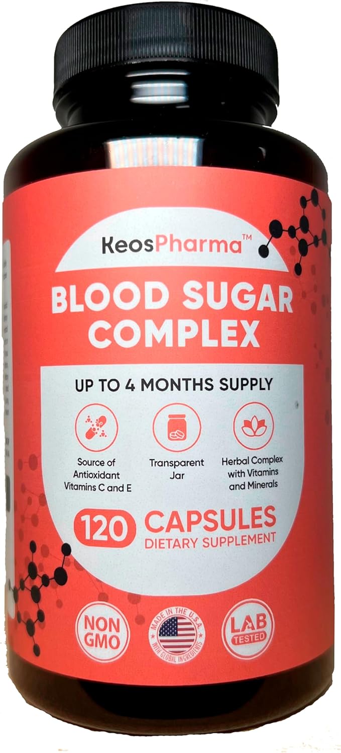 Blood Sugar Complex, 120 Capsules, Up to 4 Months Supply with Magnesium, Cinnamon, Zinc, Vitamin C,E, Biotin and other