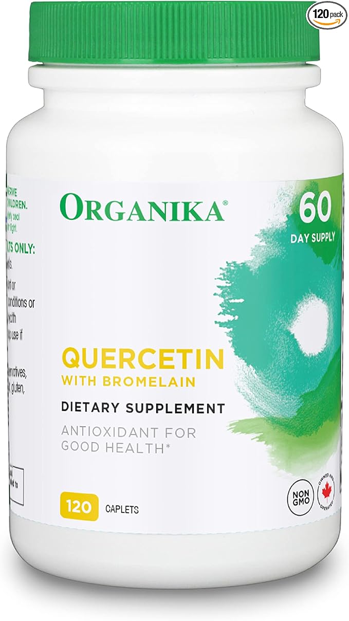 Organika Quercetin with Bromelain Supplement (120 Tablets): High-Absorption Bromelain Quercetin Supplement for Defenses, Seasonal Allergies, Mobility, & Clear Airways