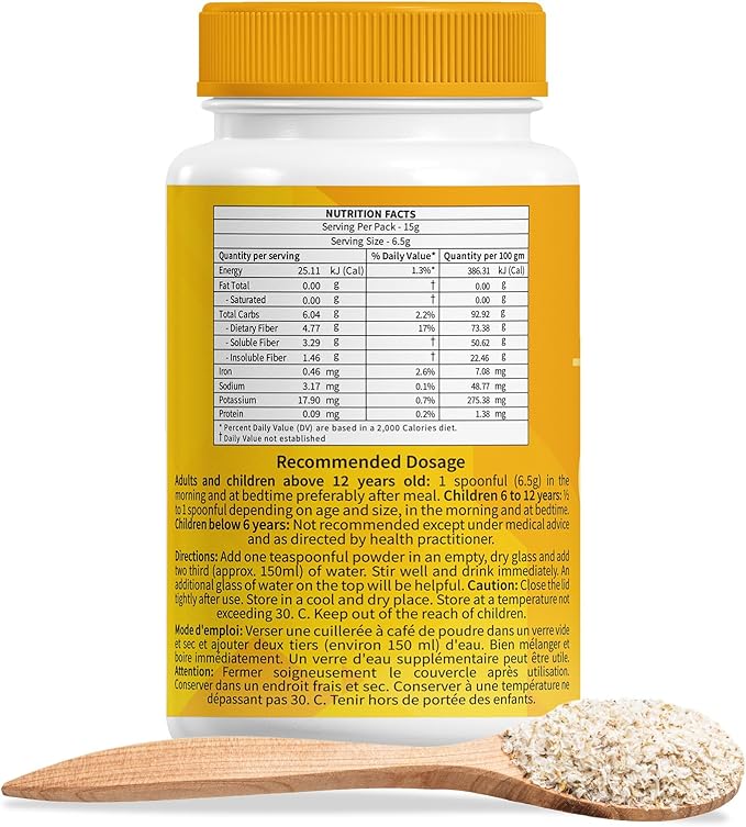 Hemani Instant Psyllium Husk Ispaghol 100g | Mango Flavored On-The-Go Fiber Supplement | Supports Digestive Health | Add to Water for a Refreshing Drink