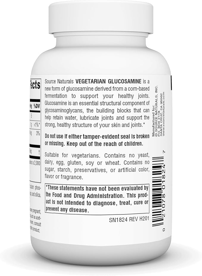 Source Naturals Vegetarian Glucosamine, Promotes Healthy Joints*, 750 mg - 60 Tablets