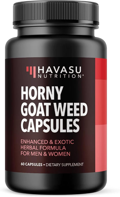 Horny Goat Weed Capsules for Men & Women - Extra Strength Performance & Energy Support with Tongkat Ali, Muira Puama, and Saw Palmetto - 1 Month Supply Herbal Supplement for Increased Endurance