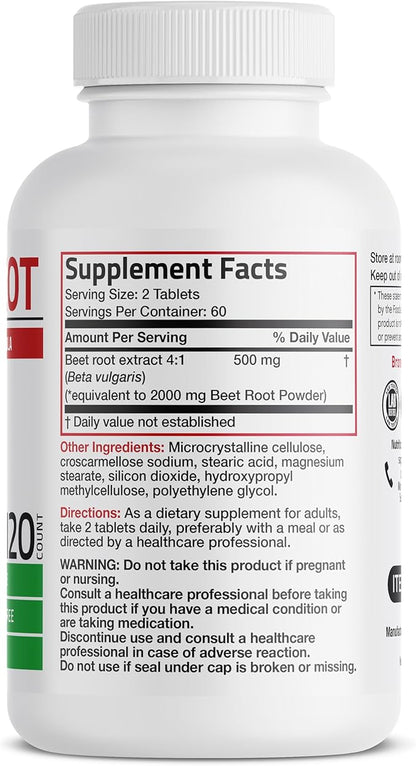 Bronson Beet Root Extra Strength, Non-GMO, 120 Vegetarian Tablets