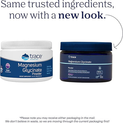 Trace Minerals Magnesium Glycinate 120mg - Drink Mix to Support Healthy Digestion & Muscles - Immune System Support Powder - Magnesium Supplement to Aid Healthy Sleep - Grape, 180g (60 Servings)