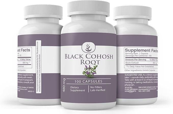 Pure Original Ingredients Black Cohosh Root, (100 Capsules) Always Pure, No Additives Or Fillers, Lab Verified