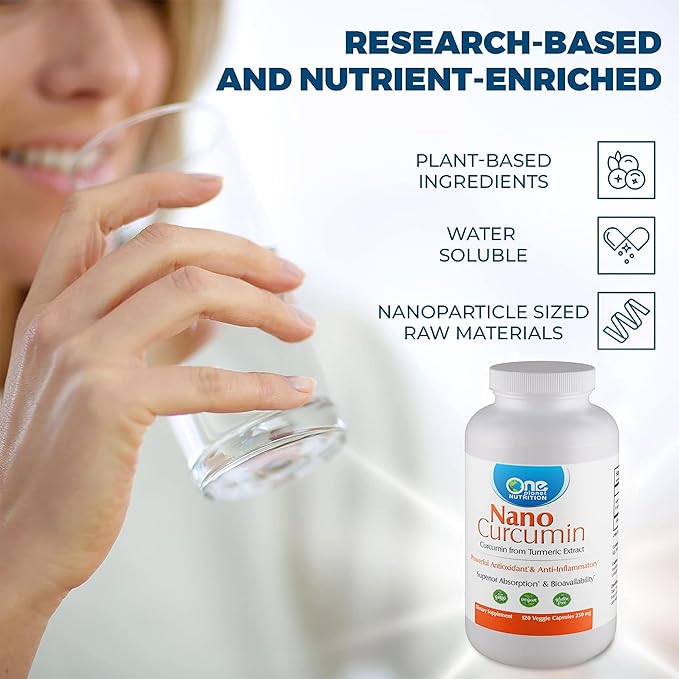 Nano Curcumin 250 mg Veggie Capsules (120 Servings), Turmeric Extract, Nano for High Absorption, Supports Overall Health, Non-GMO, Vegan, Gluten-Free.