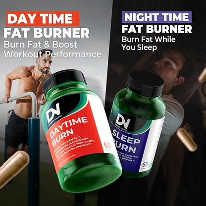 Daytime Fat Burner Supplement for Men & Women,with Green Tea Extract, L-Carnitine, Co-Q10, Turmeric, Berberine,Bitter Melon for Metabolism Appetite Support 60 Capsules