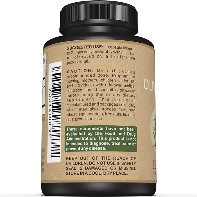 Premium Olive Leaf Extract Capsules – Standardized to 20% Oleuropein – Super Strength Olive Leaf Exact Supplement Supports Immune System & Cardiovascular Health – 750mg Per Capsule – 120 Capsules