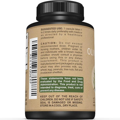 Premium Olive Leaf Extract Capsules – Standardized to 20% Oleuropein – Super Strength Olive Leaf Exact Supplement Supports Immune System & Cardiovascular Health – 750mg Per Capsule – 120 Capsules