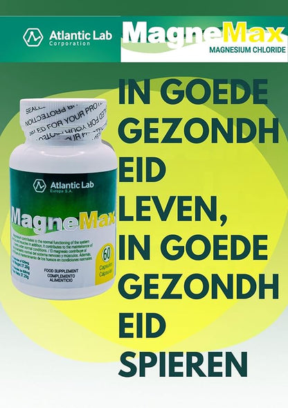 Magnemax Fast Absortion Magnesium Chloride, Malate Glycinate and Threonate combinated Capsules, Support for The Nervous System and Healthy Bone, Muscle and Heart Function, Vegan, Keto, Paleo