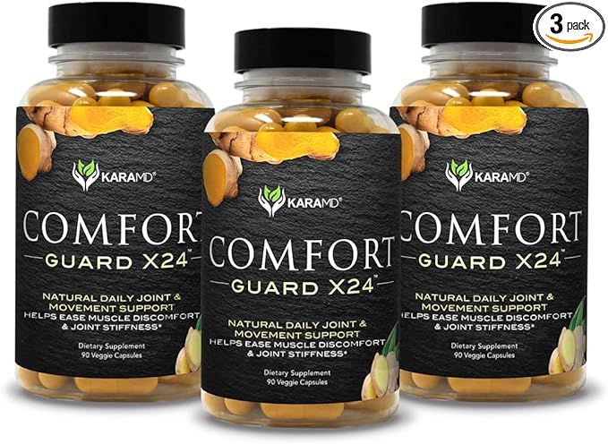 KaraMD Comfort Guard X24 | Joint & Movement Support Supplement | Turmeric Curcumin, Boswellia & Ginger | Ease Muscle Discomfort & Joint Stiffness | Non-GMO, Gluten Free & Vegan Friendly (90 Servings)
