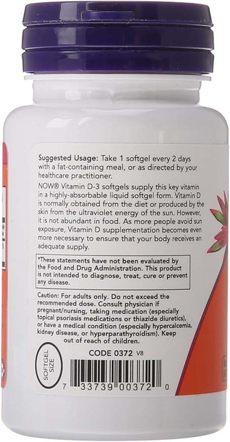 NOW Vitamin D-3 5,000 IU,120 Softgels