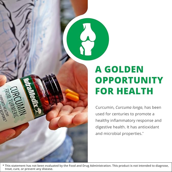 NutraMedix Curcumin - 500mg Turmeric Capsules - Promotes a Healthy Inflammatory Response, Immune System, Brain, Heart & Liver Support (120 Capsules)