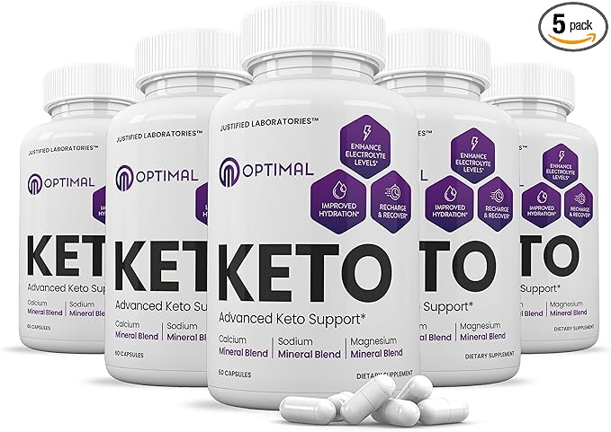(5 Pack) Optimal Keto Pills 1275MG New & Improved Formula Contains Apple Cider Vinegar Extra Virgin Olive Oil Powder Green Tea Leaf 300 Capsules