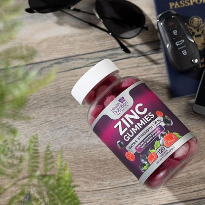 Zinc Gummy for Adults 50mg, Max Strength Bone, Skin Health & Immune Support Gummies, Vegan, Non-GMO & Gluten Free, Immune Health Support, Nature’s Antioxidant Chewable Zinc Vitamins - 120 Gummies