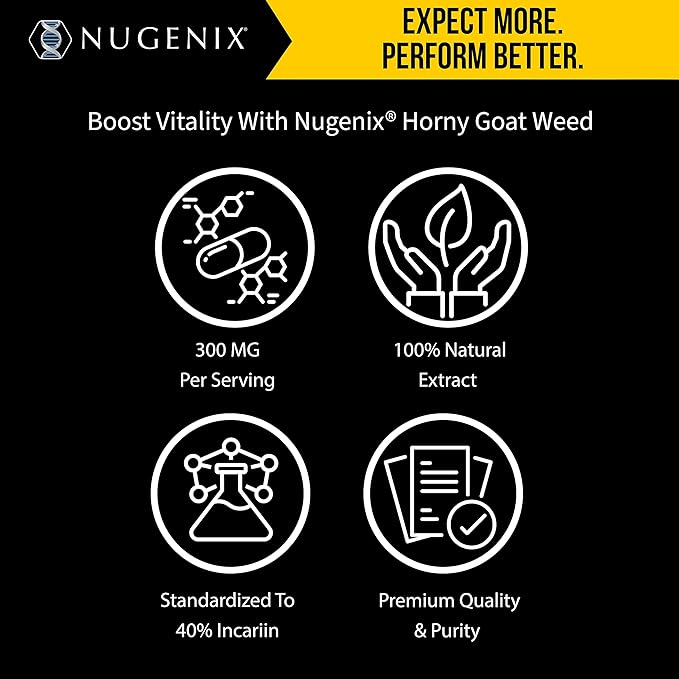 Nugenix Essentials Horny Goat Weed Extract - Epimedium Extract - 60 Capsules