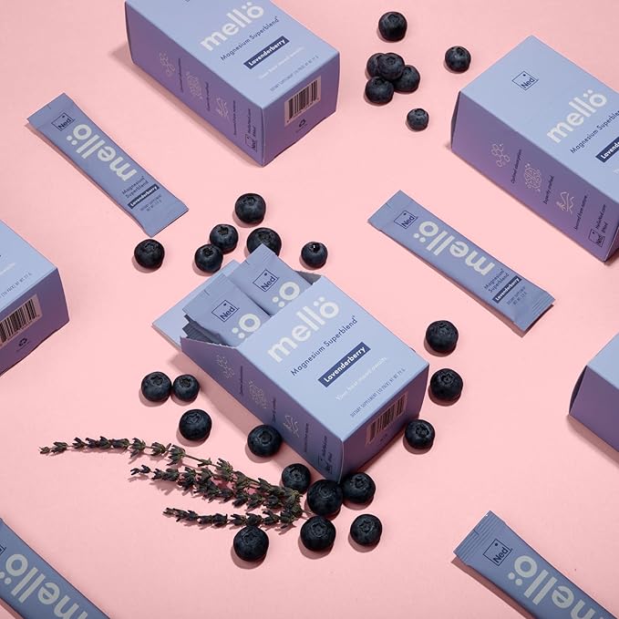 Mellö Magnesium Supplement Superblend Powder - Magnesium Glycinate with L-Theanine, GABA, and Trace Minerals - Supports Sleep, Relaxation, and Balanced Energy - Lavenderberry Flavor, 10-Pack, Singles