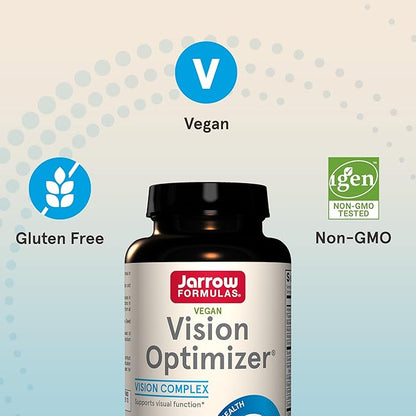 Jarrow Formulas Vision Optimizer Veggie Caps-90 Count - Eye Supplement-Dietary Supplement-with Grape Seed Extract,Lutein & Zeaxanthin,Quercetin & More-Non-GMO-Gluten Free,Pack of 12