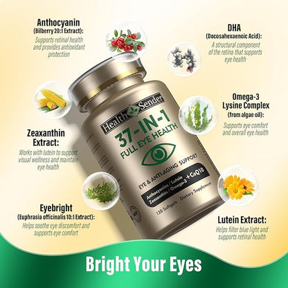 Hydrolyzed Collagen Peptide Filled NAD Biotin Gummies and AREDS 2 Lutein Zeaxanthin Omega-3 CoQ10 Bilberry Exctra Eye Vitamins Supplement 1+1 Combination Pack