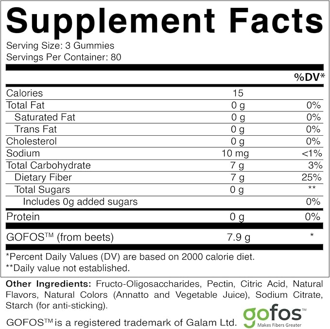 Vitamatic Prebiotic Fiber Gummies for Adults, 7G Extra Strength, Zero Sugar Added, 240 Pectin Based Gummies, Digestive Health & Regularity Support