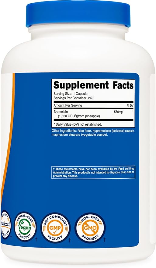 Nutricost Bromelain Capsules (240 Capsules) - 550 MG Per Serving, Vegan, Non-GMO, GMP Compliant