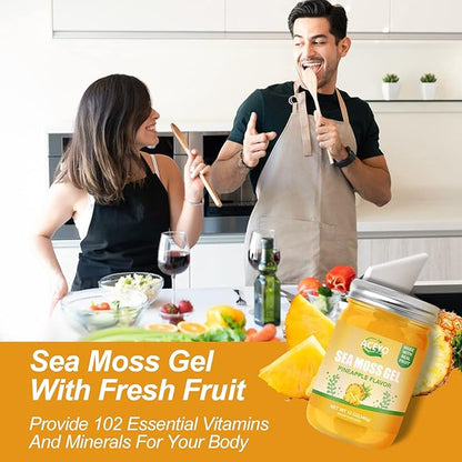 ACEYO (12 OZ Irish Sea Moss Gel Raw Vegan Pineapple Flavor 102 Vitamins and Minerals Wild Harvested Non-GMO Immune Defense Booster Thyroid Digestive Support