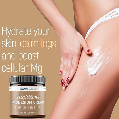Magnesium Lotion – Nighttime Magnesium Cream – Apply to Leg Muscles, Arms or Chest - Topical Magnesium Chloride – USA Made and Safe for Kids (Sandalwood)