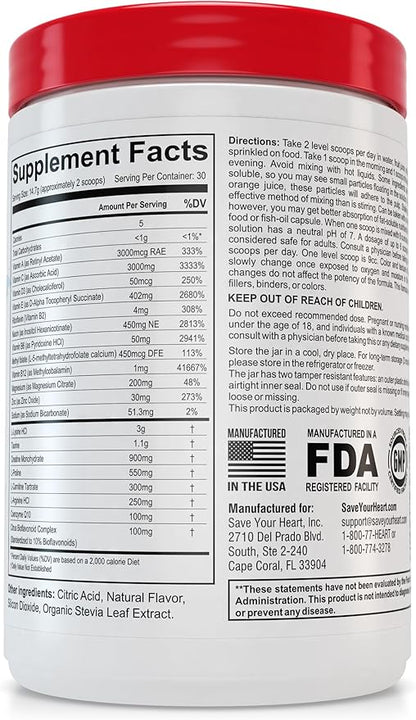 Cardio Health Powder Supplement - The Pauling Therapy Essentials Formula (PTEF) Healthy Vitamin C, B-12, L-Lysine, L-Arginine, Magnesium, Zinc + Vitamins, Minerals & Antioxidants