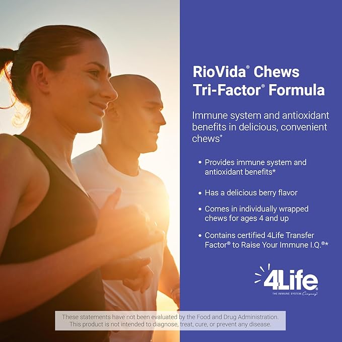4Life RioVida Chews, Supplement Supports Immune System & Healthy Aging with Elderberry, Acai Berry & Transfer Factor Proteins - 30 Chews