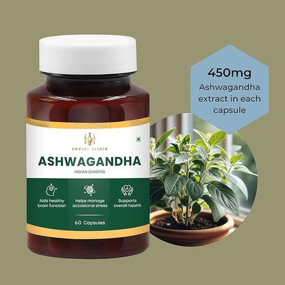 Ashwagandha Capsules for Help in Energy Support, Immune Support, Non-GMO-for Men/Women | 450mg | 60 Capsules