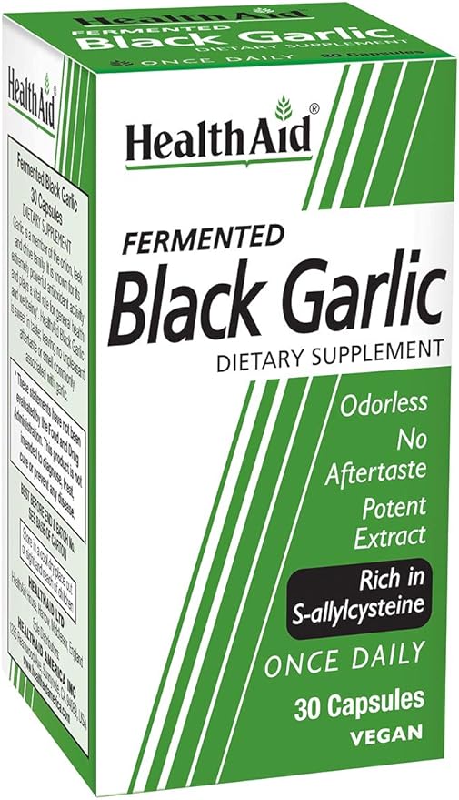 Fermented Black Garlic, 30 CT, Once Daily, Odorless, No Aftertaste, Potent Extract, Rich in S-allylcysteine, Vegan