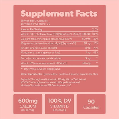 Vegan Omega 3 180 Softgels & Algae Calcium Bundle - Plant Based DHA & EPA Fatty Acids, Calcium Supplement from Red Algae with Vitamin K2 & D3, Magnesium, Zinc, Boron, Mineral Complex