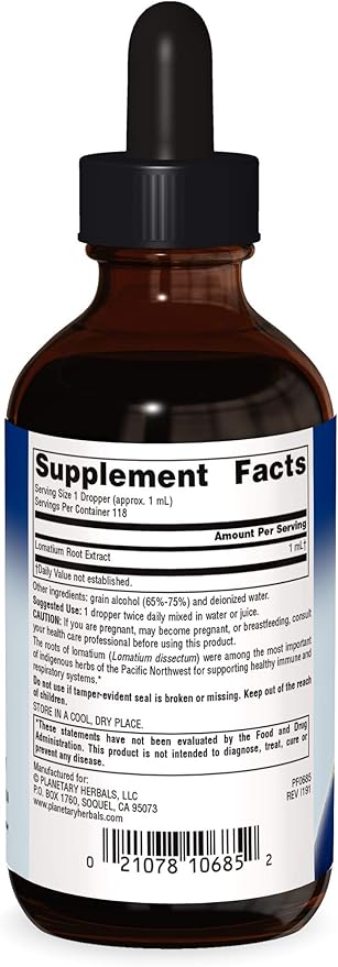 Planetary Herbals Lomatium Full Spectrum Liquid, Respiratory and Immune Support, 4 Ounces