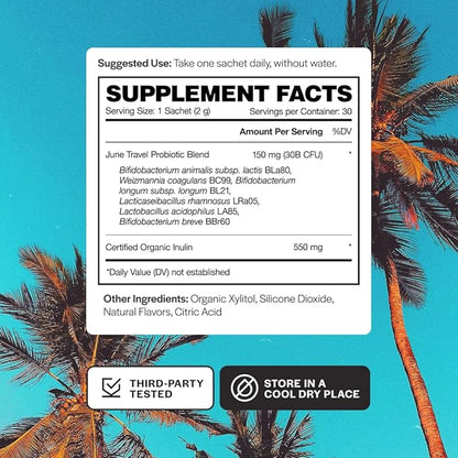 Travel + Defense | Fast Melt Pre + Probiotic for Immune Health While Traveling - Tropical Flavor, 30 Powder Sachets