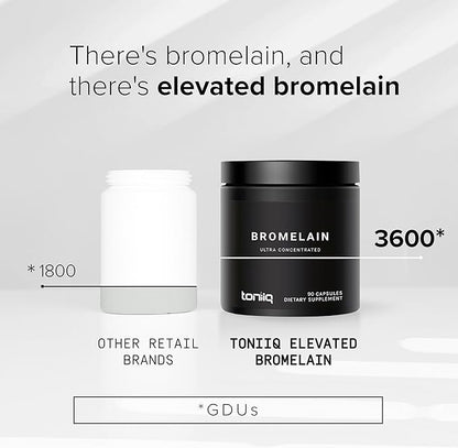 Ultra High Strength Bromelain 1000mg - 3600 GDU/Gram - Highly Concentrated and Bioavailable - Third-Party Tested Formula - 90 Vegetarian Capsules - 45 Servings Per Container - Bromelain Supplement