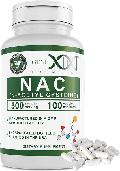 Genex Formulas NAC 500mg (100 Capsules) N-Acetyl Cysteine, Supports Liver Health - Non-GMO, Gluten Free, Vegan (3 Month Supply)