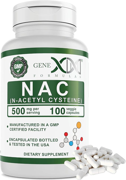 Genex Formulas NAC 500mg (100 Capsules) N-Acetyl Cysteine, Supports Liver Health - Non-GMO, Gluten Free, Vegan (3 Month Supply)