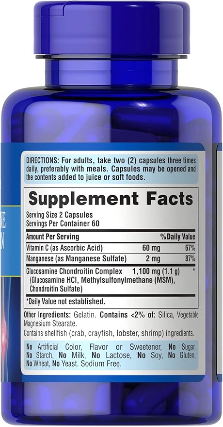 Puritan's Pride Glucosamine Chondroitin Complex for Women and Men, Dietary Supplement for Joint Health, 120 Rapid Release Capsules