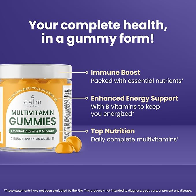 Multivitamin Gummies - All Natural Vegan Adult Multivitamin Gummy - Packed with Antioxidant Vitamins C & E, B12, B6, Folic Acid, Pantothenic Acid - Essential for Overall Health