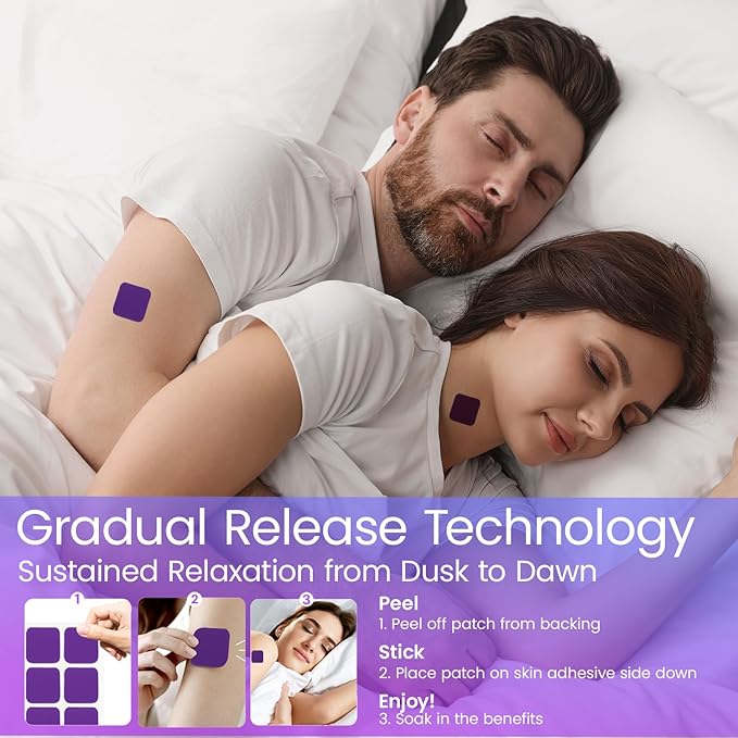 Sleep Patches for Adults Extra Strength: Gentle Overnight Sleep Support Patch - Non‑Habit Forming Sleep Aid with All‑Natural, Lavender & Chamomile Relaxation Aid - Drug-Free, 8-Hour Nighttime Solution